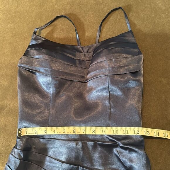 Women’s Blue FullLength Formal Dress Criss Cross Back Straps Leg Slit Size 2 NEW - Picture 11 of 13